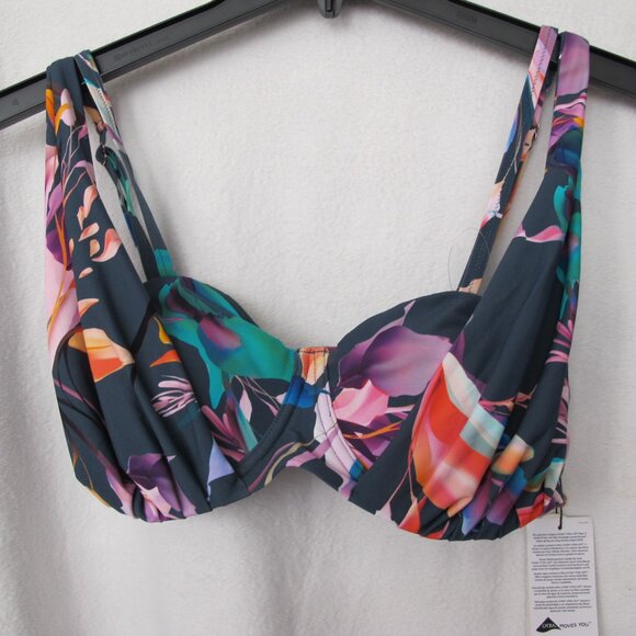 NWT - Calia Pleated Panel Underwire Swim Top - 34D - Picture 1 of 12